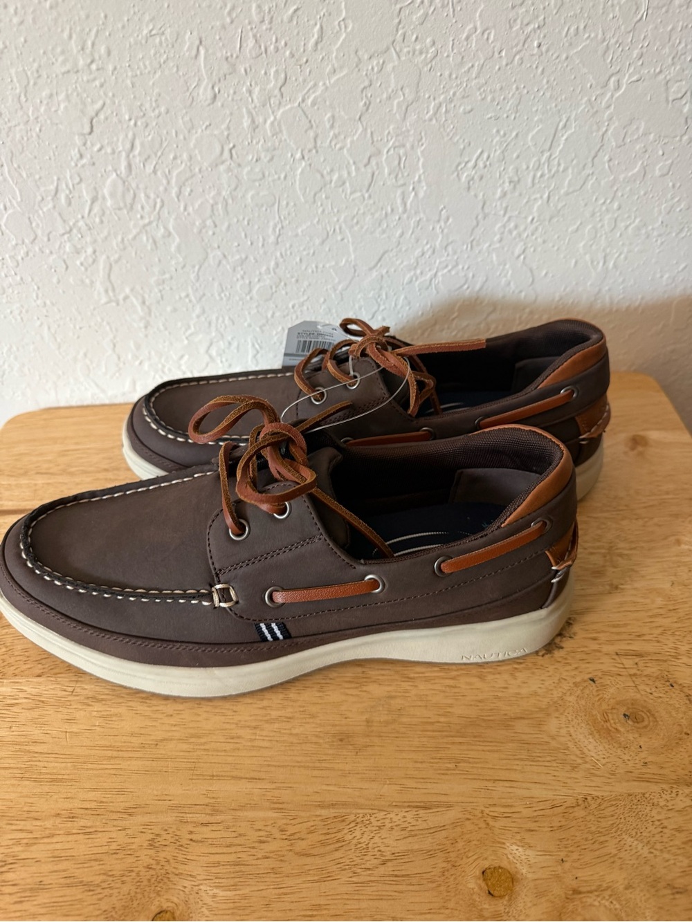 Nautica Men’s Brown and Tan Leather Boat Shoes